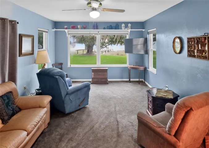 Family room with beautiful view of Lake Eustis
