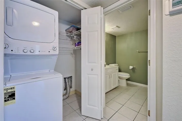 Laundry closet with stackable washer dryer