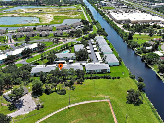 Aerial of Condo complex (red marker = condo)