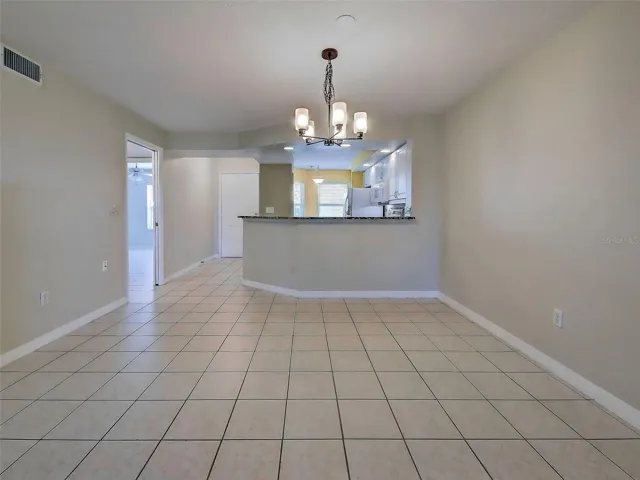 Looking towards dining area and kitchen