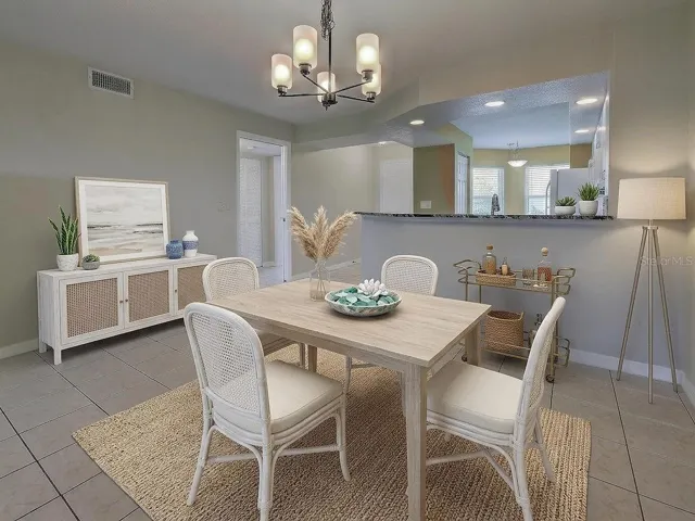 Staged dining area