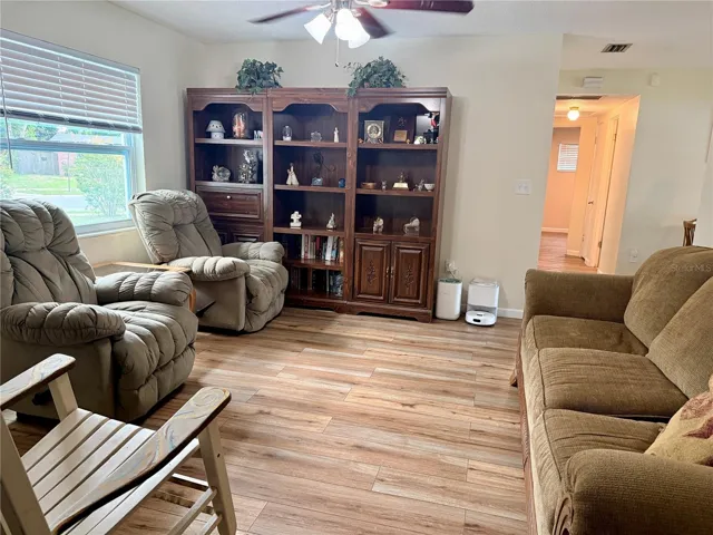 Family room with new vinyl flooring
