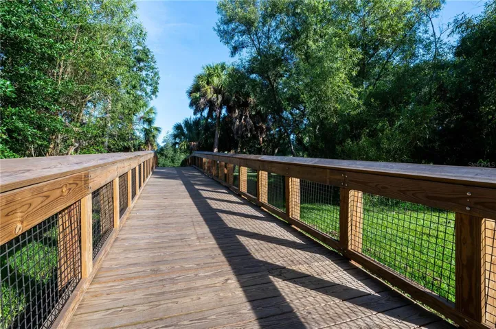 Elevated boardwalk crossing beautiful natural habitats.