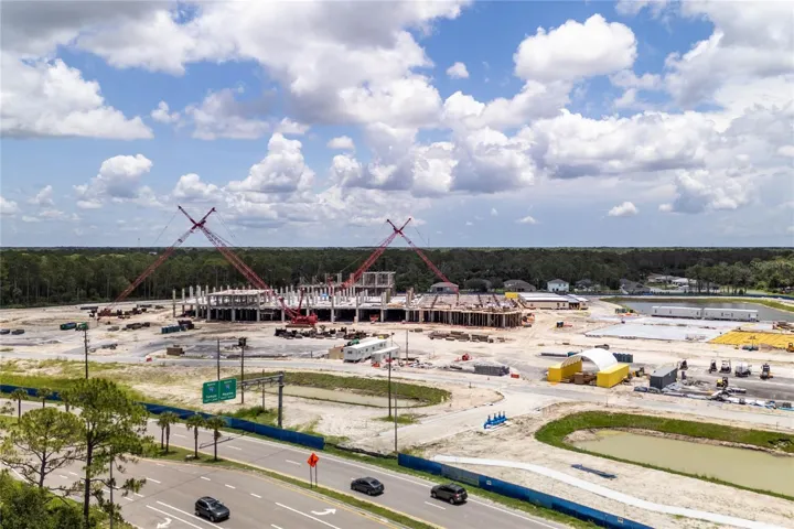 Aerial view of the future Sarasota Memorial North Port Hospital currently under construction.