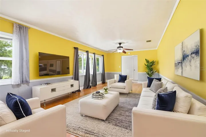 Virtually staged living room