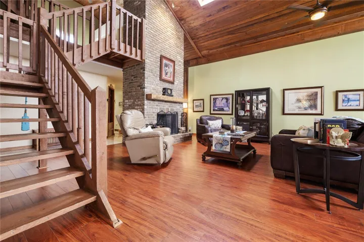 Great Room, 2-Story Brick Fireplace