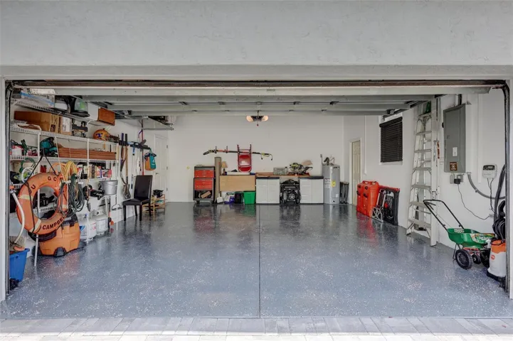 Roomy, 2-car garage with an epoxy floor.