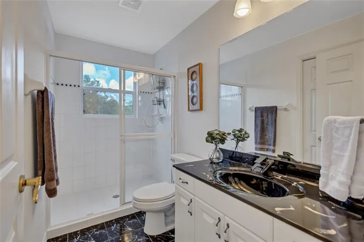 Upstairs bathroom and walk-in shower.