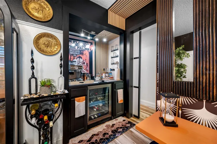 Espresso station with mini-fridge