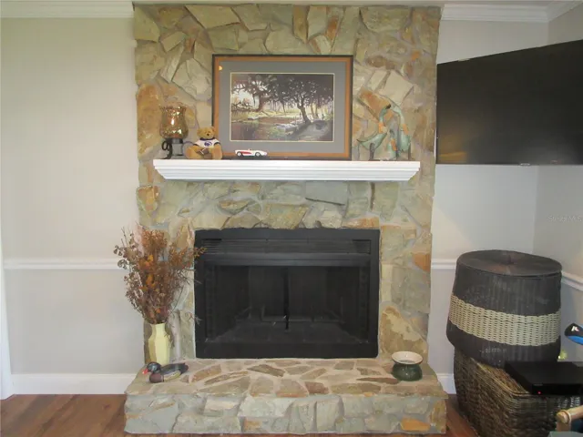 serviced re-bricked stone wood burning fire place
