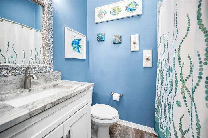 Full ensuite bath connected to the second bedroom on the upper level