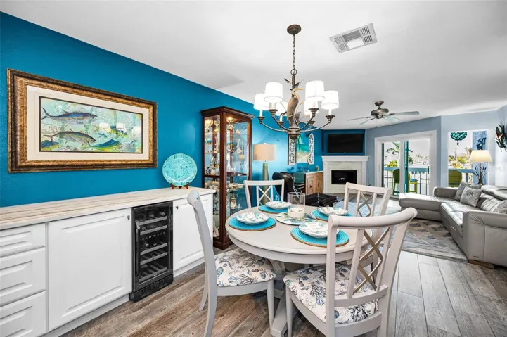 Extended Buffet with Wine refrigerator next to the Dining area