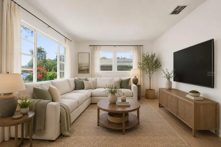 Virtually staged living room.