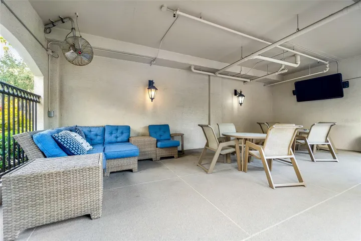 Covered area by the pool