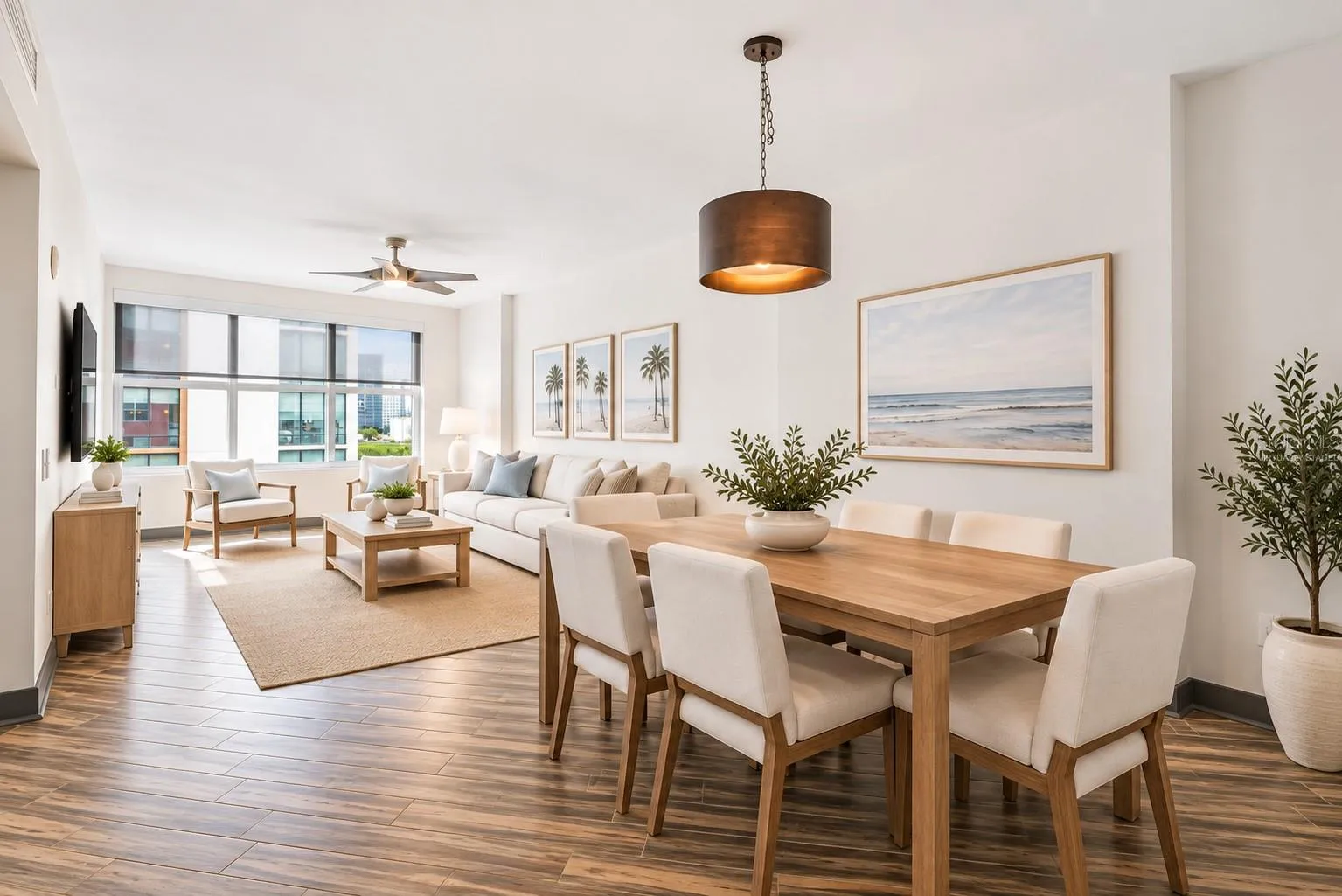 Virtually staged living and dining