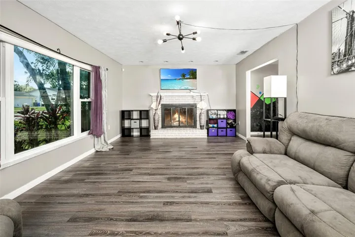 Living room with large bay window