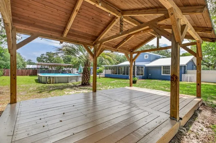 Gazebo in backyard.