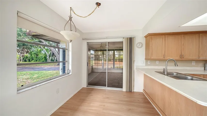 The eating area near the kitchen.