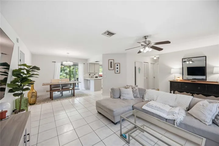 Bright and spacious open-concept living and dining area