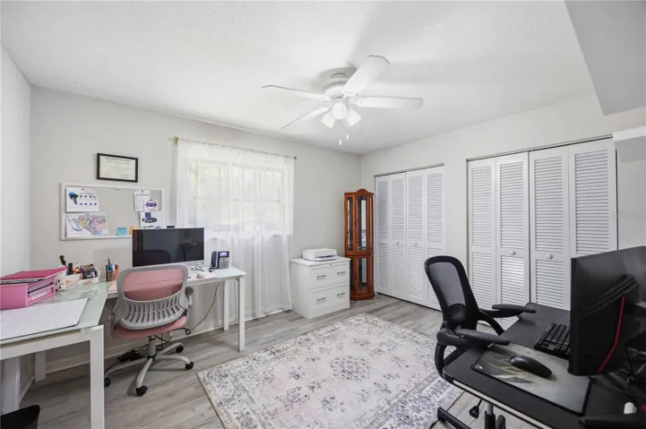 Guest bedroom/office with double closets