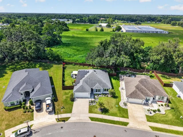 Aerial Front Elevation with PRIVATE Fully-Fenced Yard and ROOM FOR A POOL!