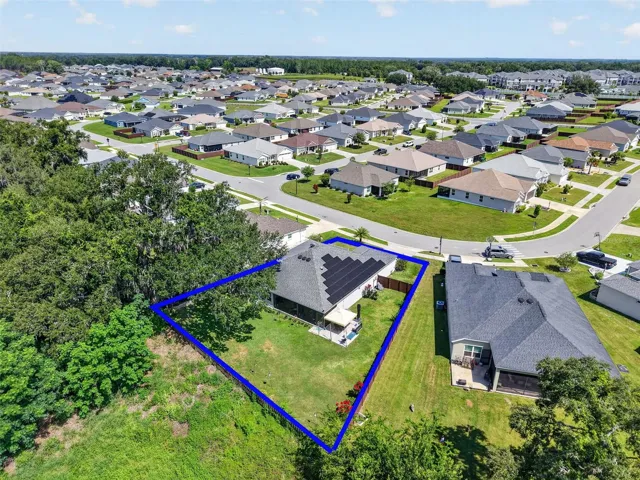 Aerial Rear and Side Elevation with Property Lines and PRIVATE, Fully Fenced Large Rear Yard with ROOM FOR A POOL!