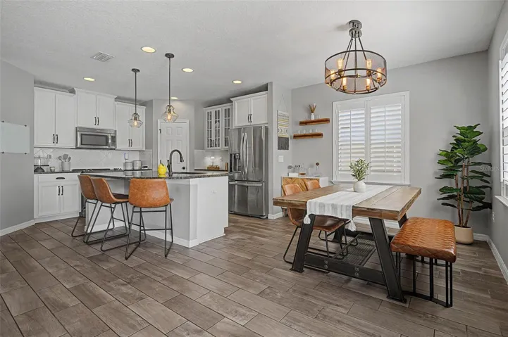 Recessed lighting and easy care flooring