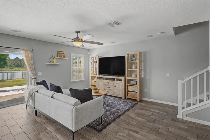 Family room also with pond and patio views