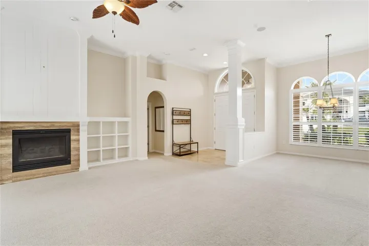 Family room w/ sidling glass doors accross