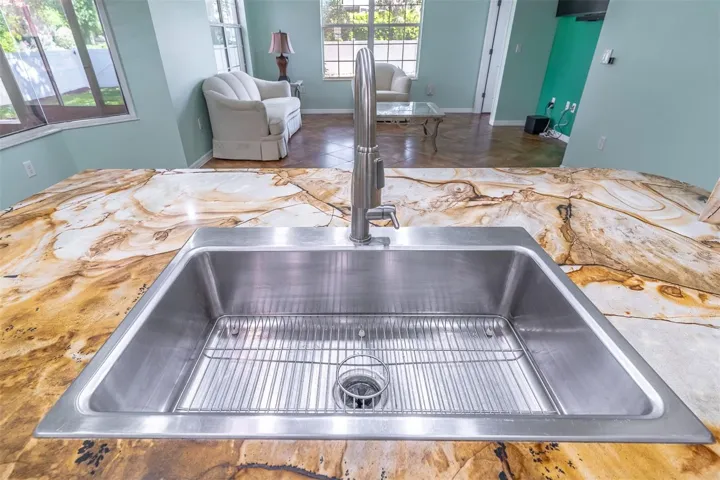 Sink overlooks family room