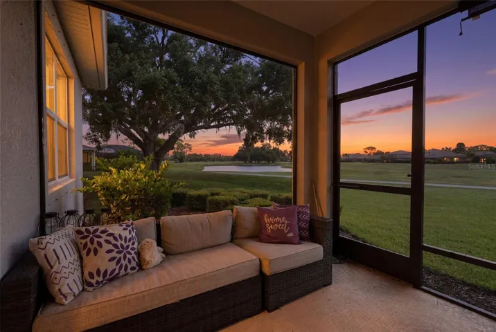 Screened lanai and golf course views