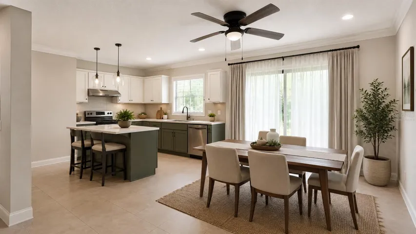 Kitchen and Dining Virtually Staged