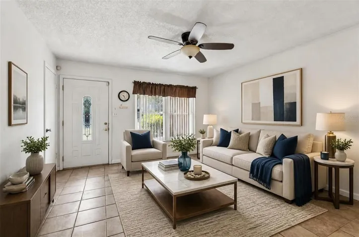 living room virtually staged