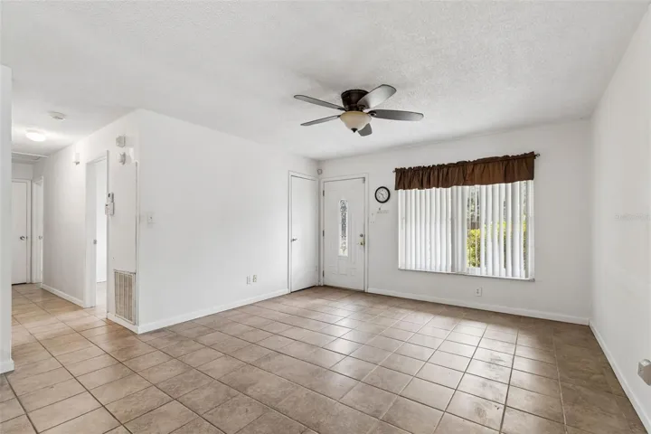 Living room overlooking front door