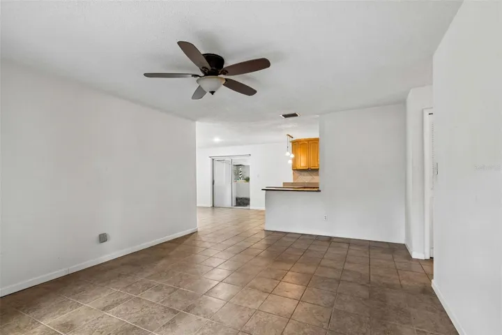 Living room leading into kitchen