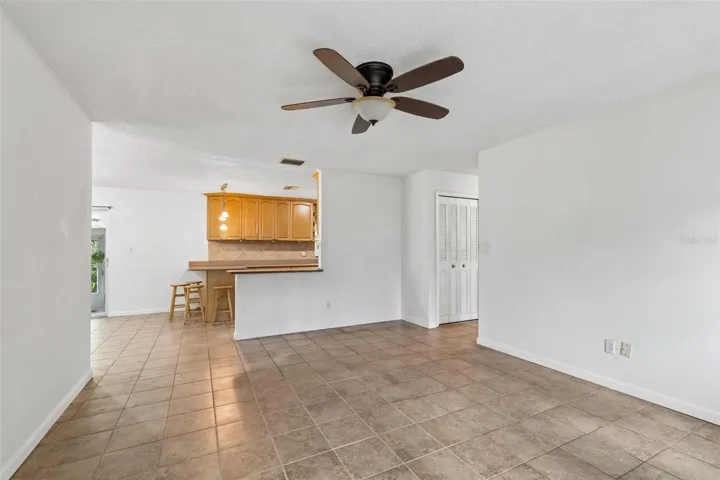 Living room leading into kitchen