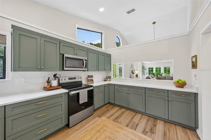 Kitchen with brass hardware for elegant modern style