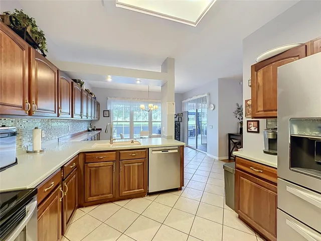 Kitchen with view out to back