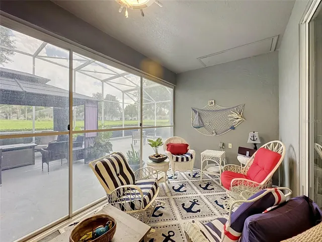 Covered lanai that has vinyl doors