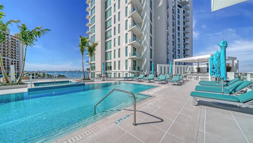 Resort pool with HotTub and Bay Views