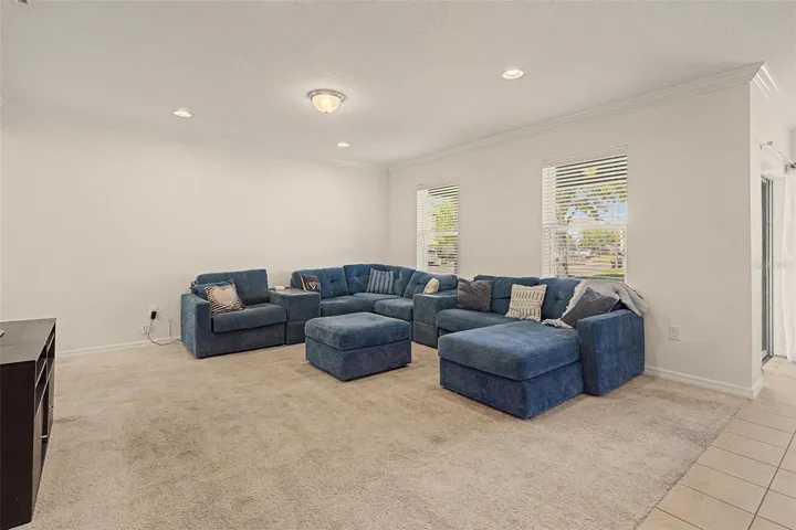 A large open space with recessed lighting
