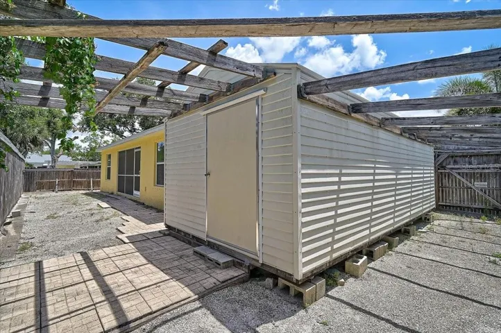 Rear view of storage shed