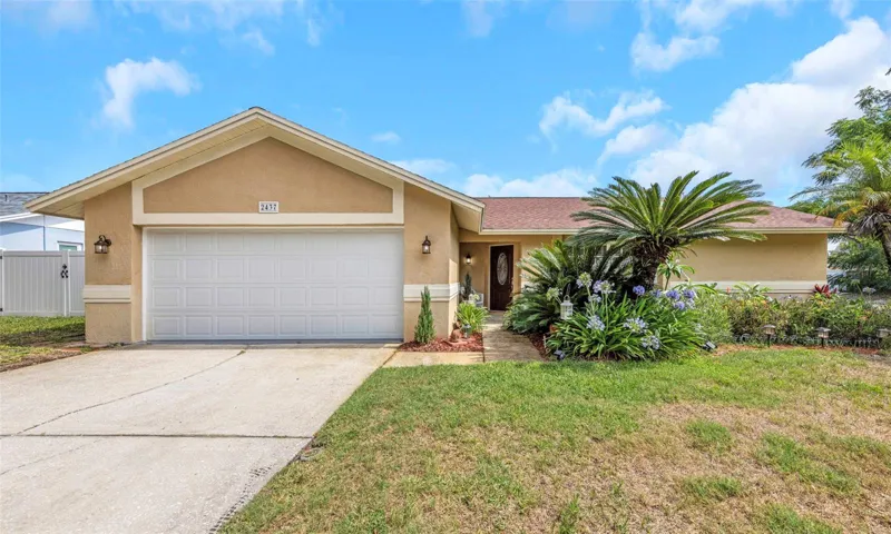 Front, 2 car garage
