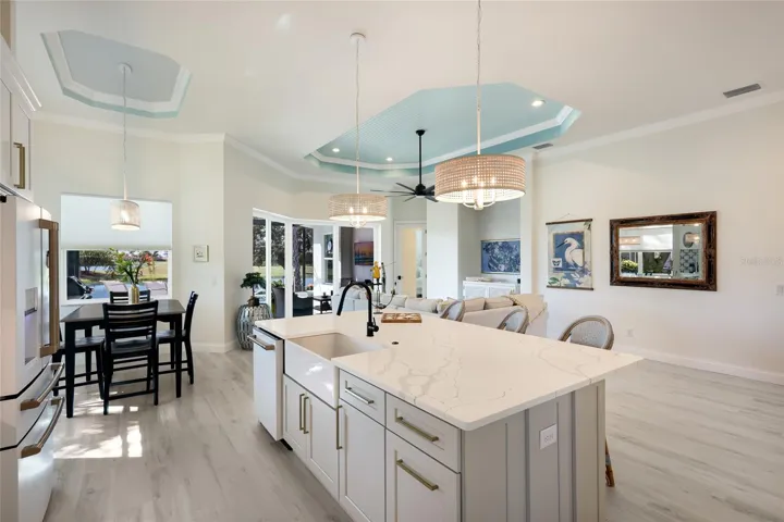 Generous island with quartz countertop