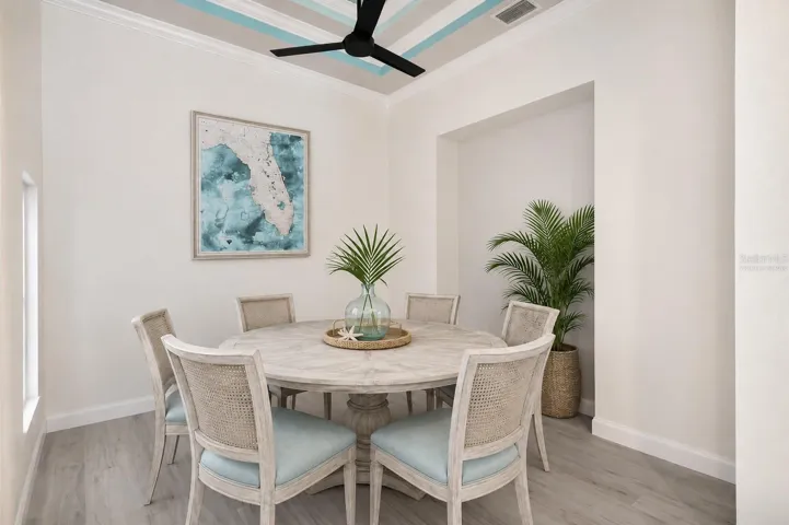 Virtually staged dining area