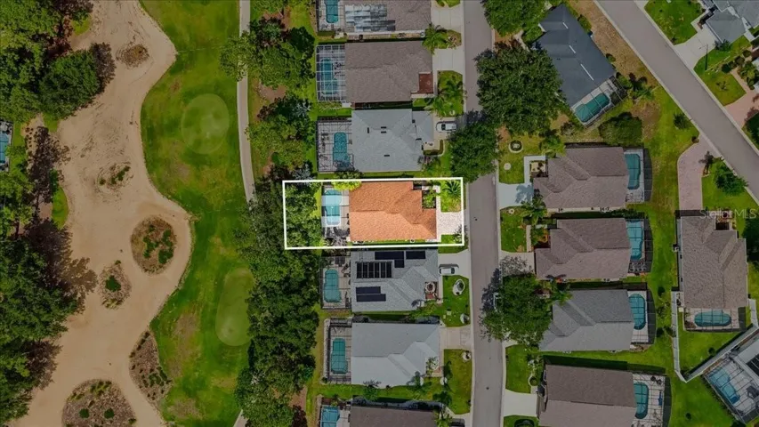 Aerials of home on the golf course