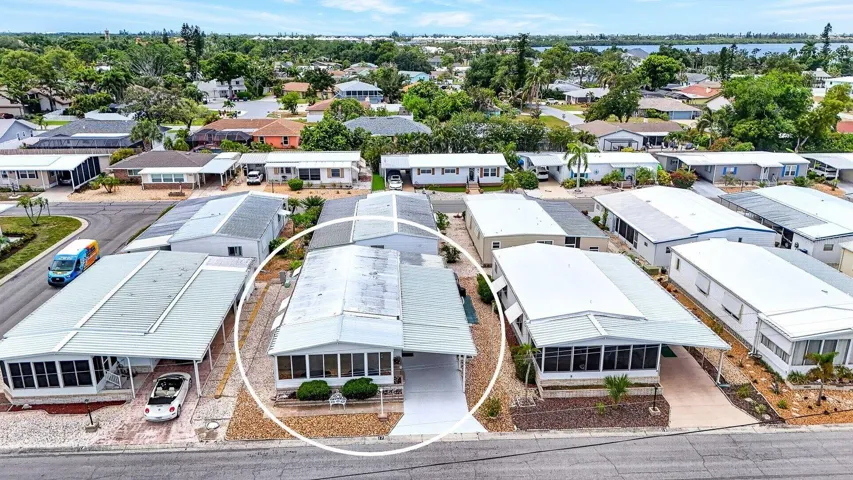 Aeriel view of front facing south