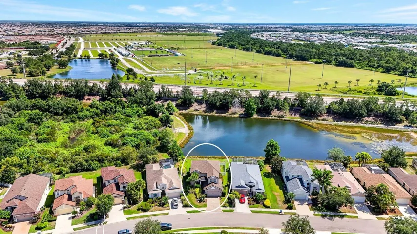Aierial view of home front of home circled