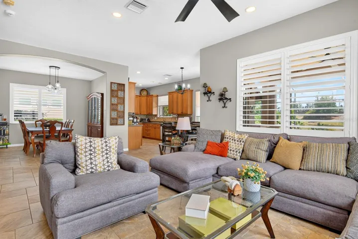 Living area facing Kitchen and Dining Room