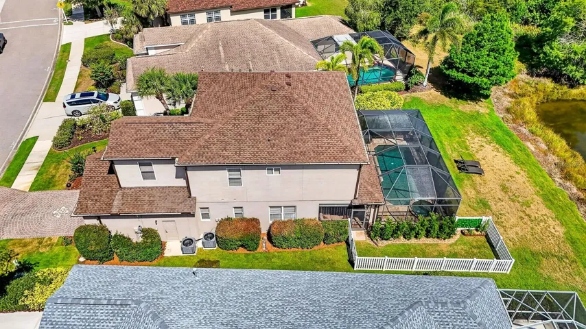 Aerial view showing brand new roof
